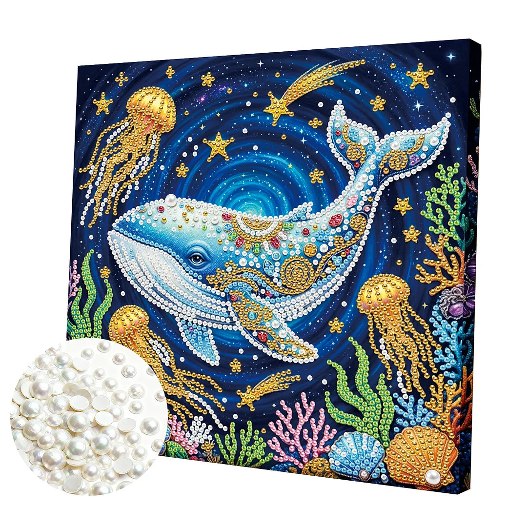 DIY Pearl Painting With Frame - Handmade Self-Adhesive Pearls - Shark (25*25cm)