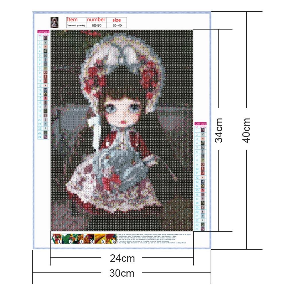 Diamond Painting - Full Round - Girl Doll in Bow Tie Hat