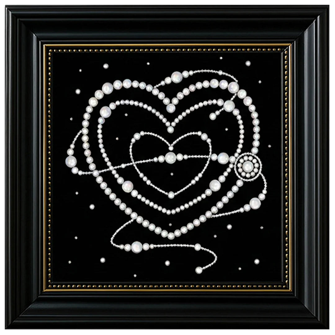 DIY Pearl Painting With Frame - Handmade Self-Adhesive Pearls - Love (27*27cm)