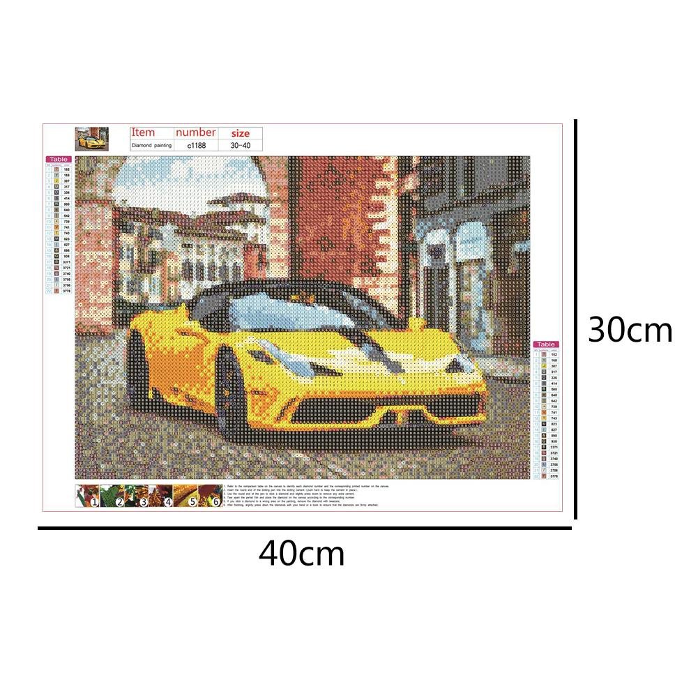 Diamond Painting - Full Round - Yellow Car
