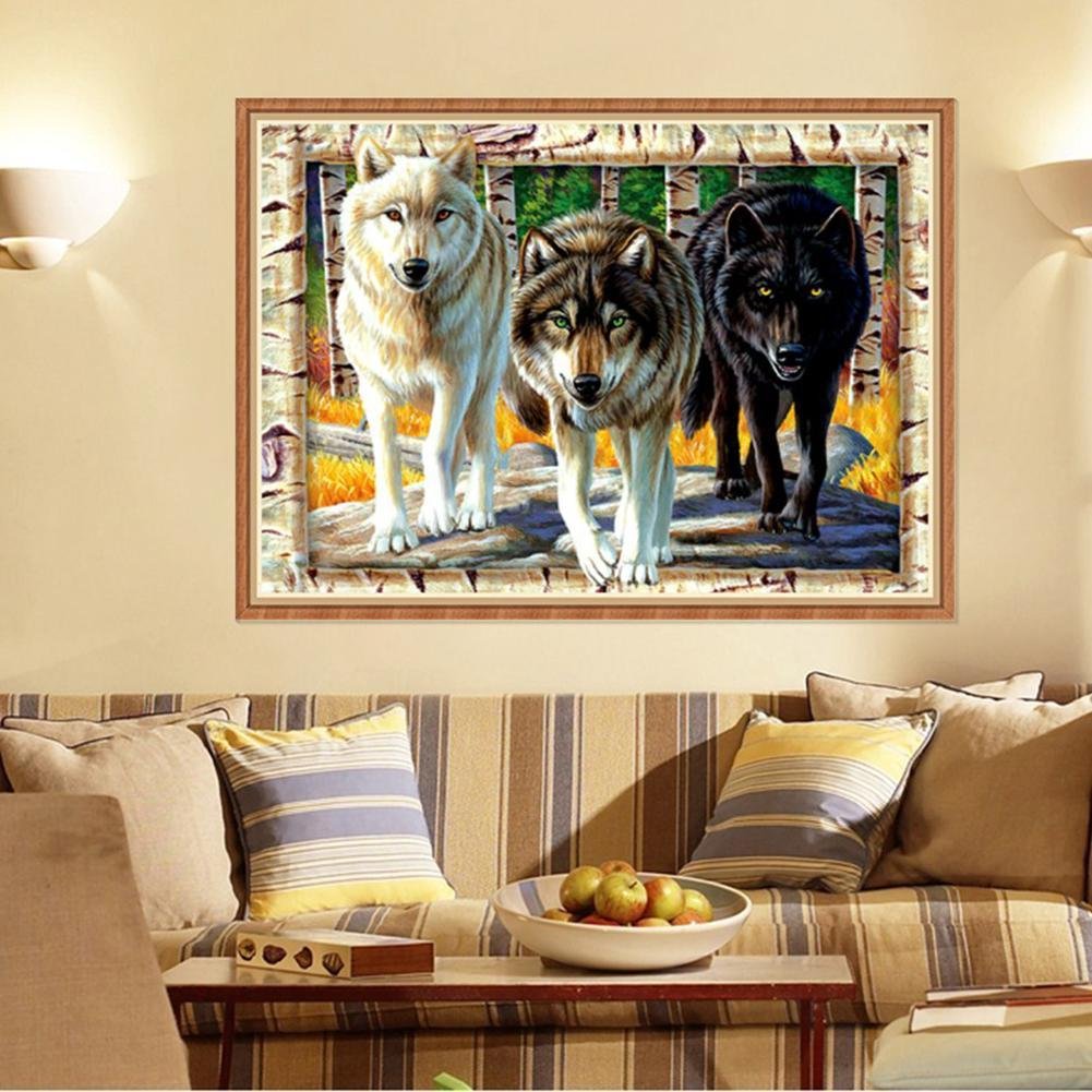 Diamond Painting - Full Round - Three Wolves