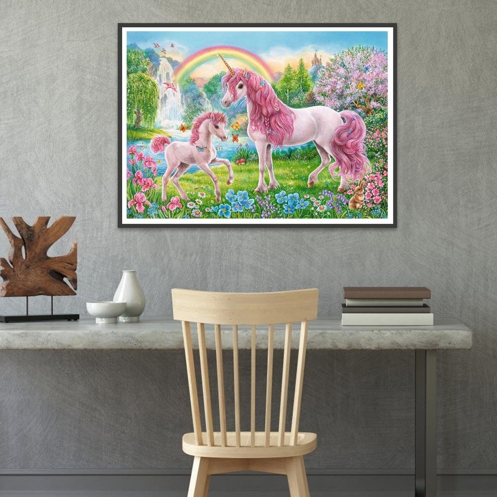 Diamond Painting - Full Round - Pink Horse Unicorn