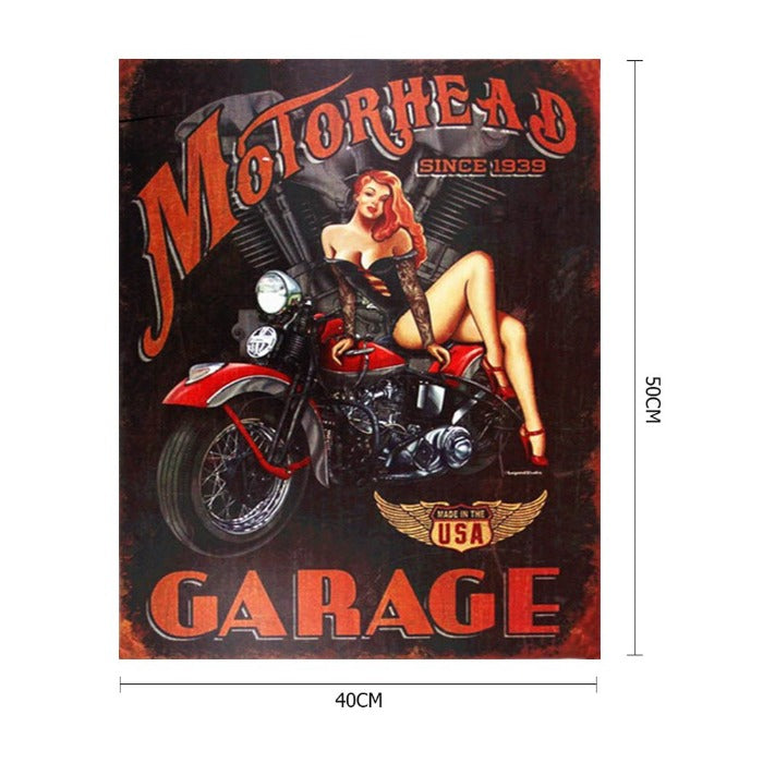 Motorcycle Girl Hand Painted Canvas Picture Craft