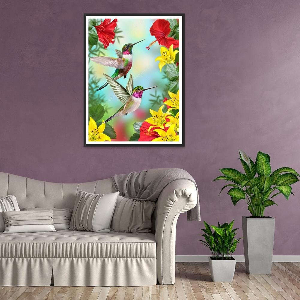 Diamond Painting - Full Round - Bird Flower A