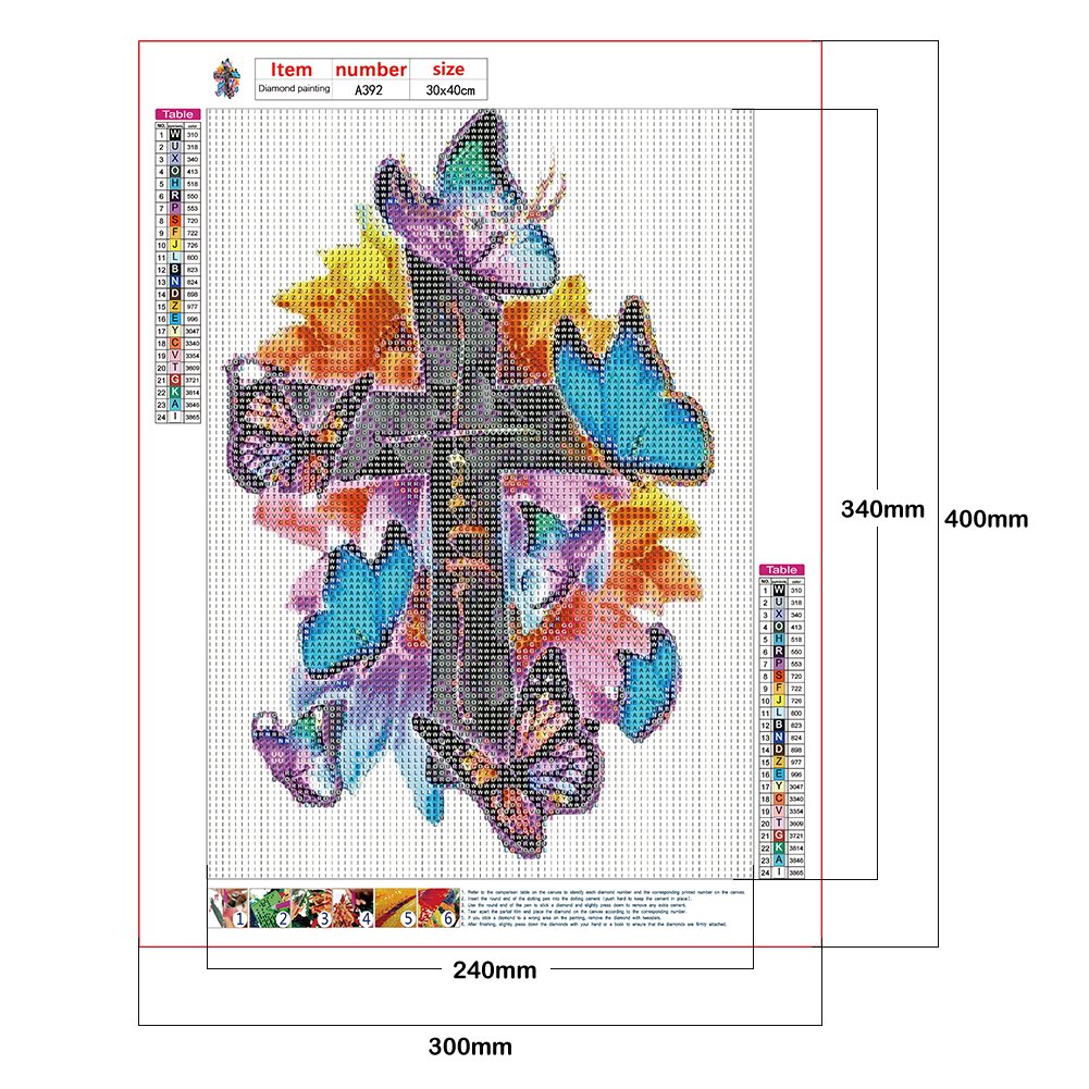 Diamond Painting - Full Round - Butterfly on Cross