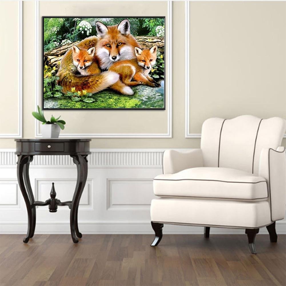 Diamond Painting - Partial Round - Fox Family