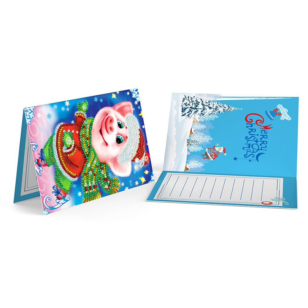 DIY Diamond Painting Greeting Card - Pig C