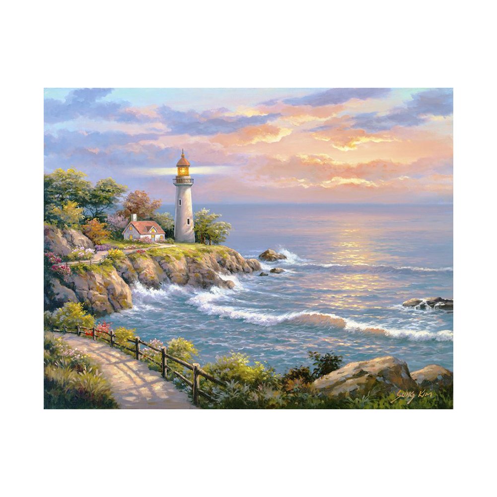 11CT Stamped Cross Stitch Lighthouse Seaside Needle Artwork (50*40CM)