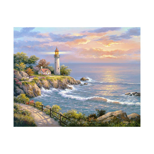 11CT Stamped Cross Stitch Lighthouse Seaside Needle Artwork (50*40CM)