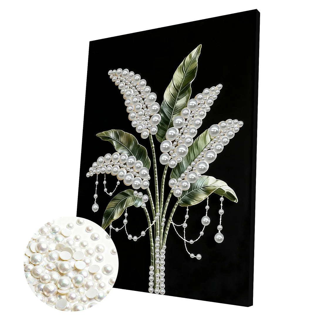 DIY Pearl Painting With Frame - Handmade Self-Adhesive Pearls - Fresh Flower (30*40cm)