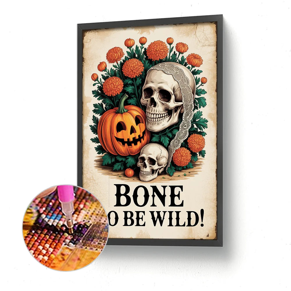 Diamond Painting - Full Round / Square - Halloween Skeleton Pumpkin (30*45cm)