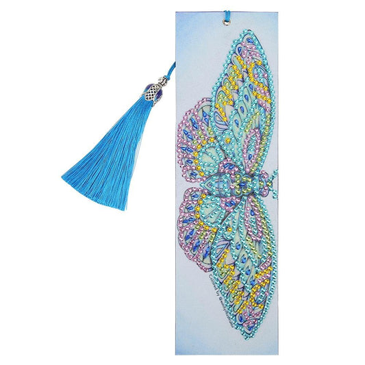 DIY Butterfly Special Shaped Diamond Painting Leather Bookmark with Tassel