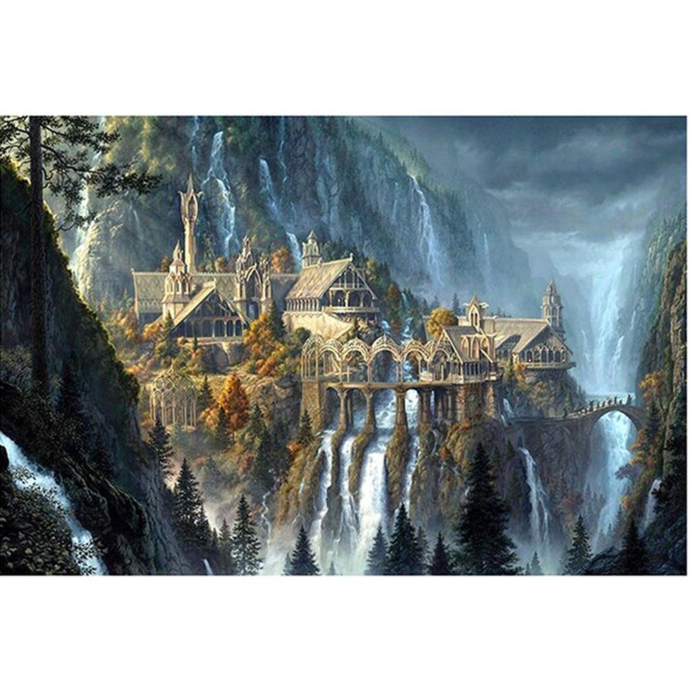 5D Diy Diamond Painting Kit Full Round Beads Castle