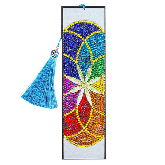 Mandolin Flowers Diamond Painting Bookmark DIY Leather Tassel Book Marks