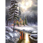 5D Diamond Painting Kit Full Round Beads Art Snow House Tree