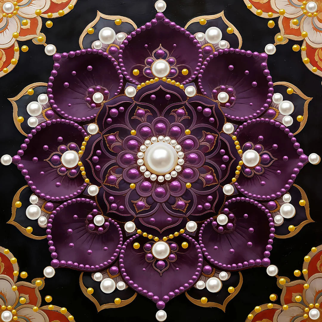 DIY Pearl Painting With Frame - Handmade Self-Adhesive Pearls - Mandala (30*30cm) B