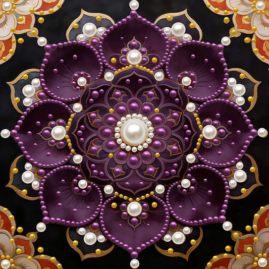 DIY Pearl Painting With Frame - Handmade Self-Adhesive Pearls - Mandala (30*30cm) B