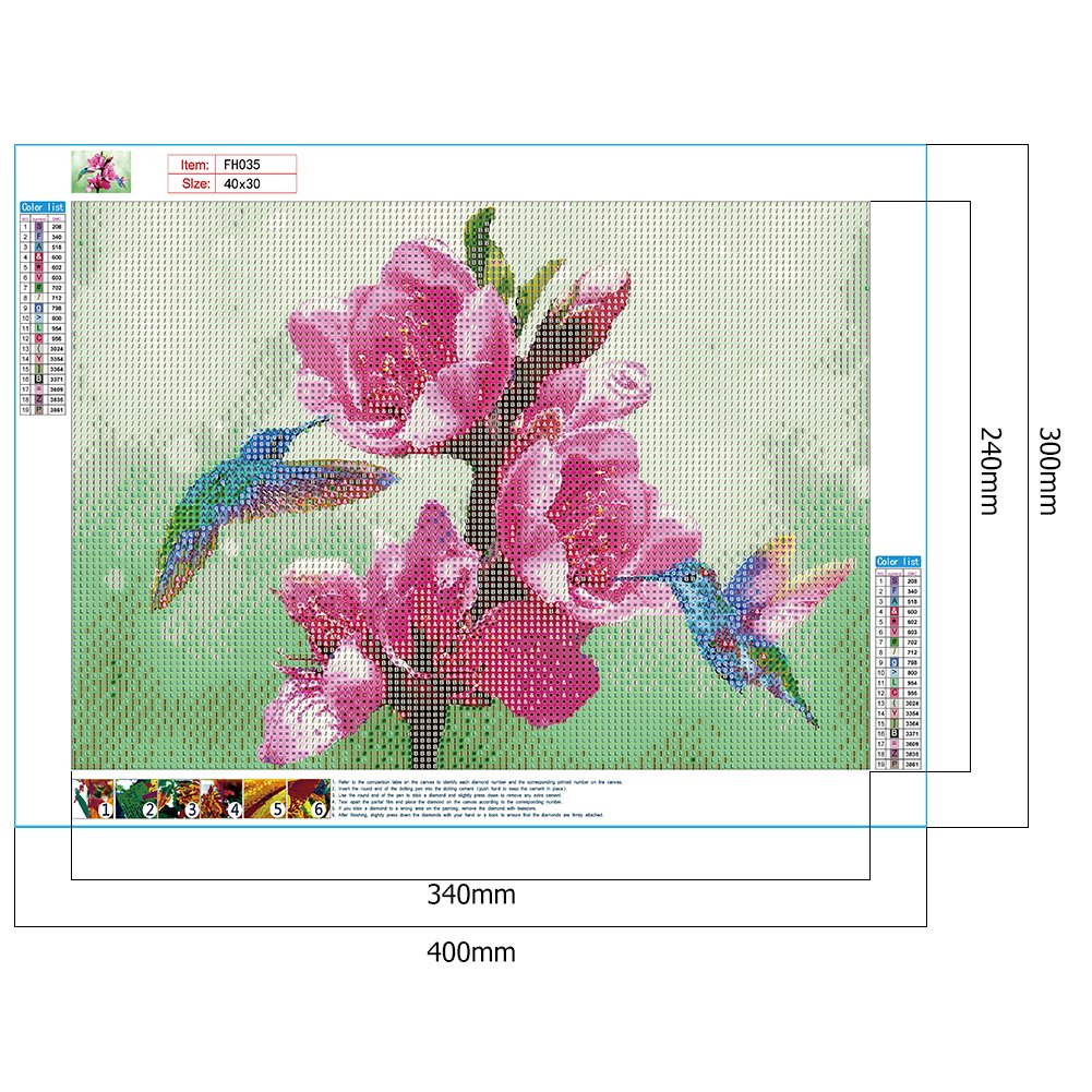 Diamond Painting - Full Round -Hummingbird Flower
