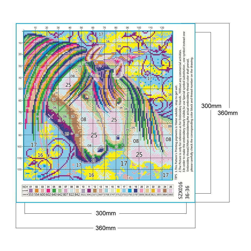 11CT Stamped Cross Stitch - Unicorn(36*36CM)