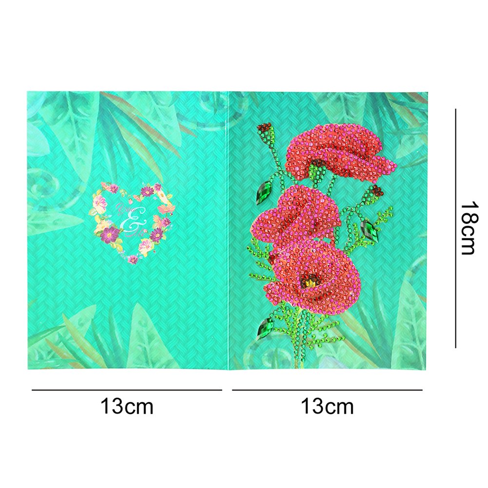 DIY Diamond Painting Greeting Card - Red Flower