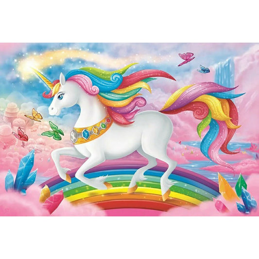 5D Diy Diamond Painting Kit Full Round Beads Pink Unicorn
