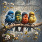 Diamond Painting - Full Round / Square - Four Birds In Branches