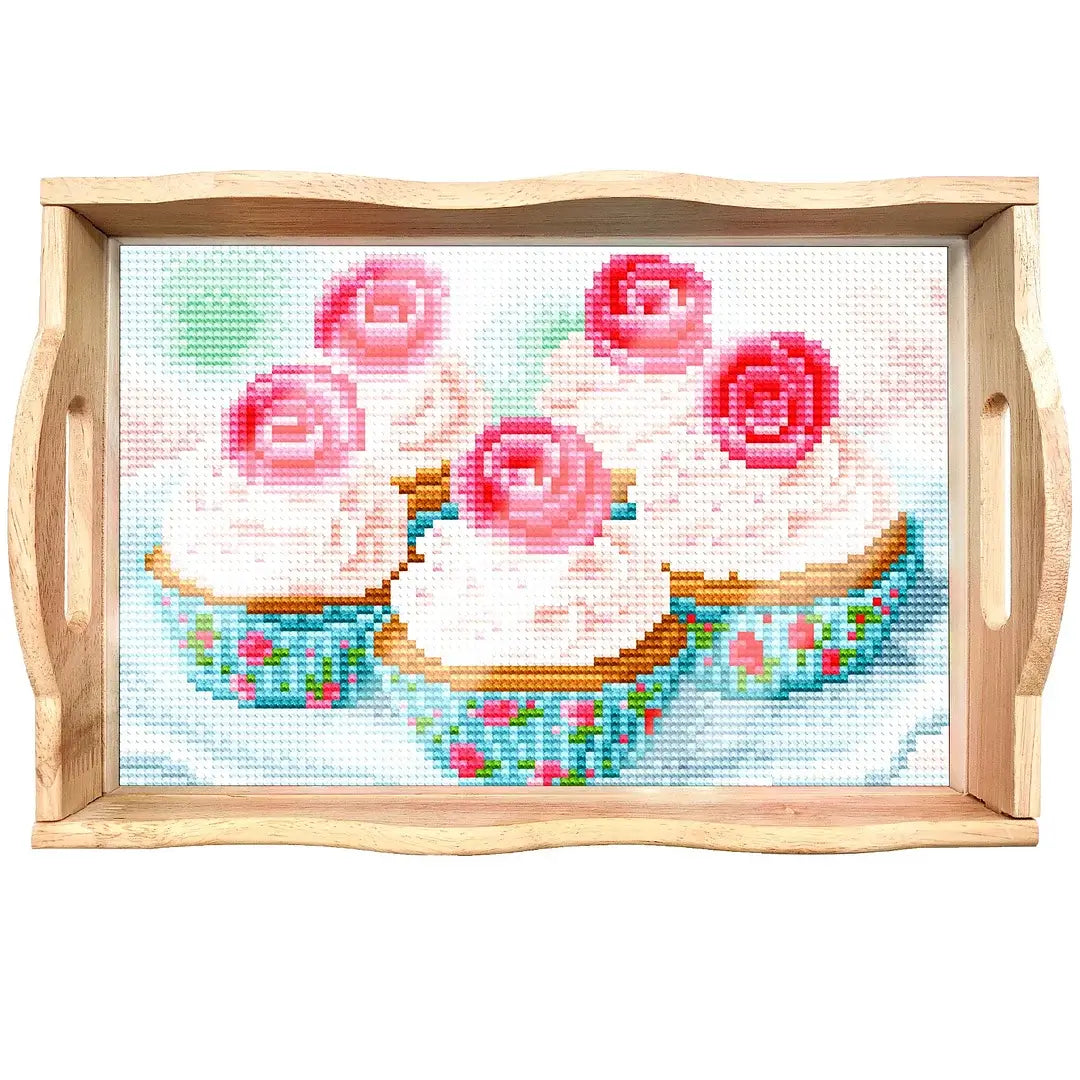 DIY Cakes Diamond Painting Decor Wooden Food Tray 