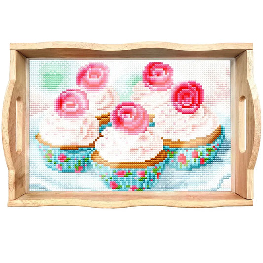 DIY Cakes Diamond Painting Decor Wooden Food Tray 