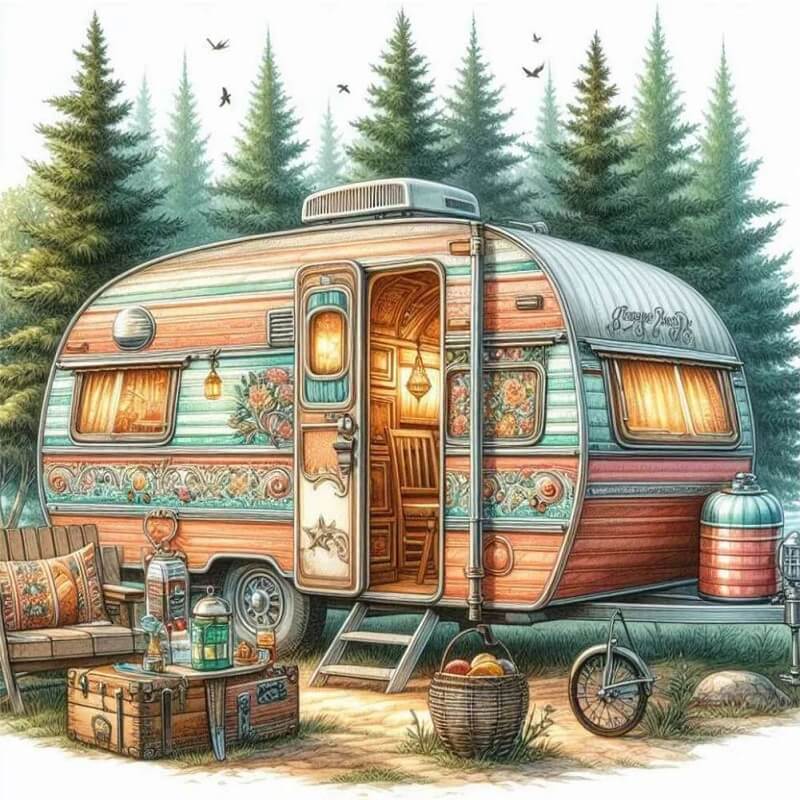5D DIY Camping Car Diamond Painting Kit