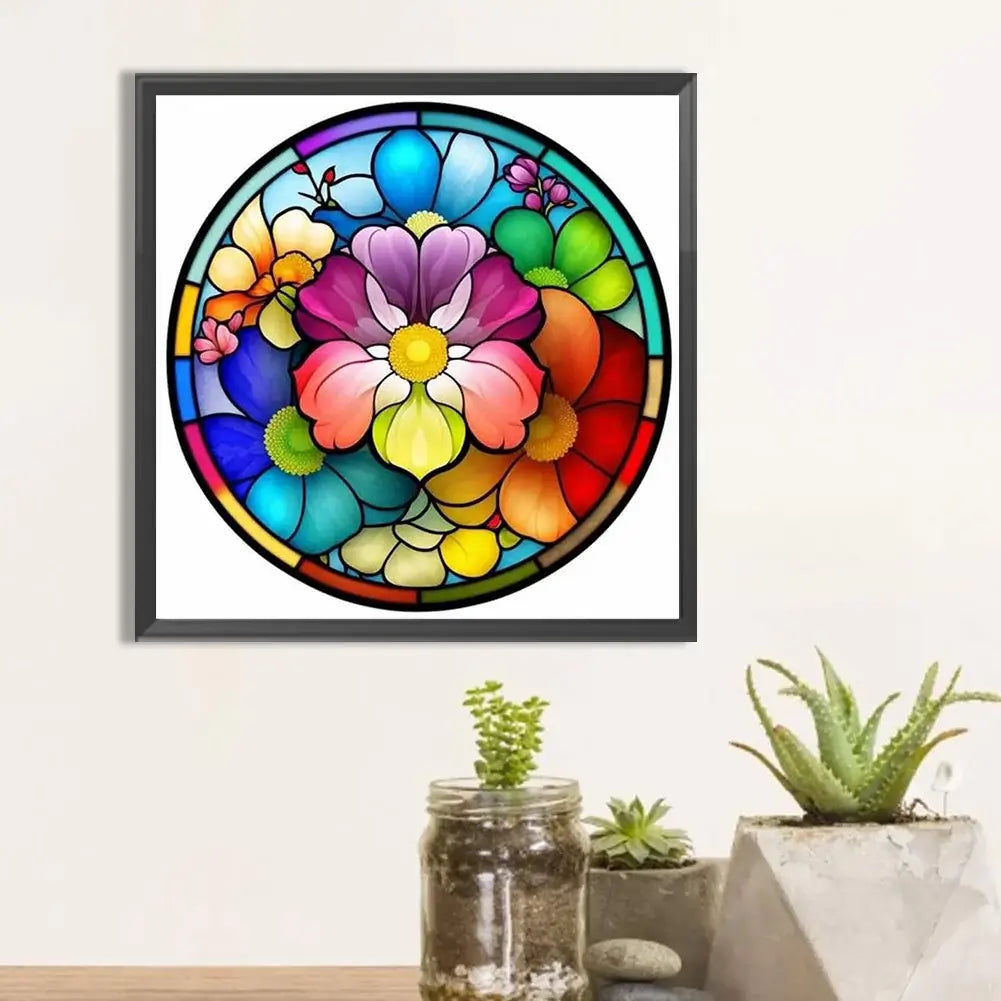 card colored flower diamond painting KIT