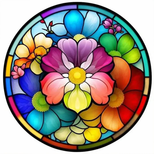 card colored flower diamond painting