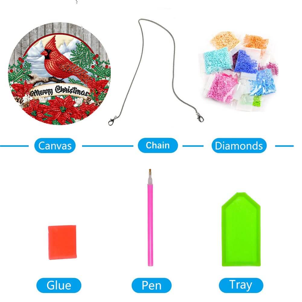 Cardinal Bird DIY Diamond Painting Vintage Hanging Ornament Package