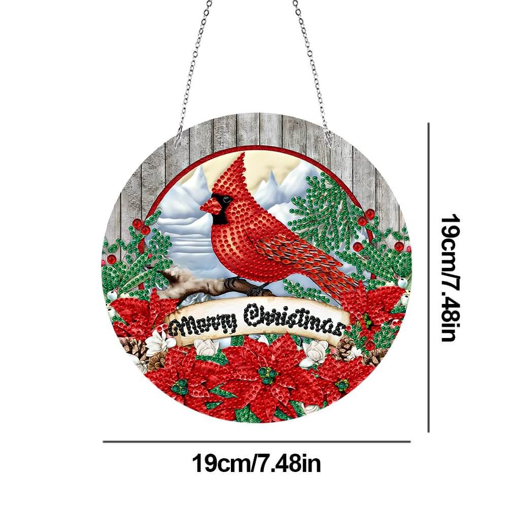 Cardinal Bird DIY Diamond Painting Vintage Hanging Ornament Size