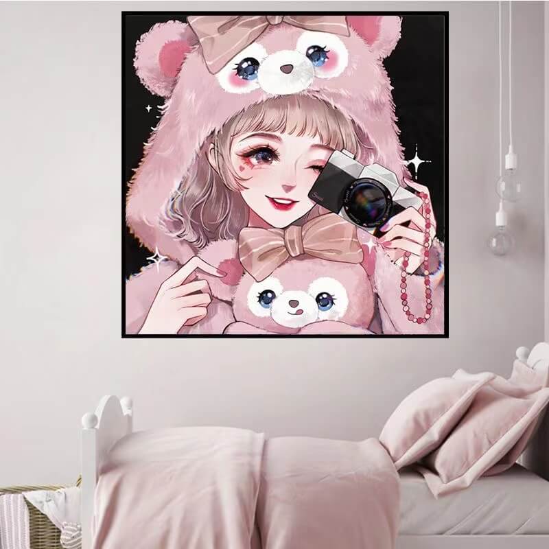 cartoon anime girl diamond painting kit