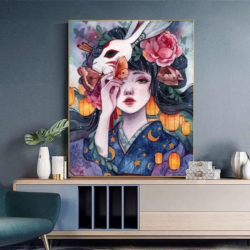 Anime 5D Full Drill Diamond Painting Kit Cartoon Girl With Mask