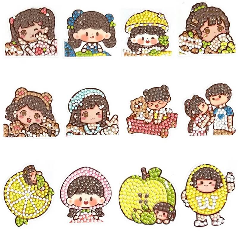 cartoon girl diy diamond painting stickers kit