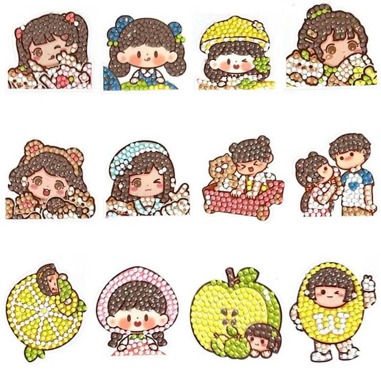 cartoon girl diy diamond painting stickers kit