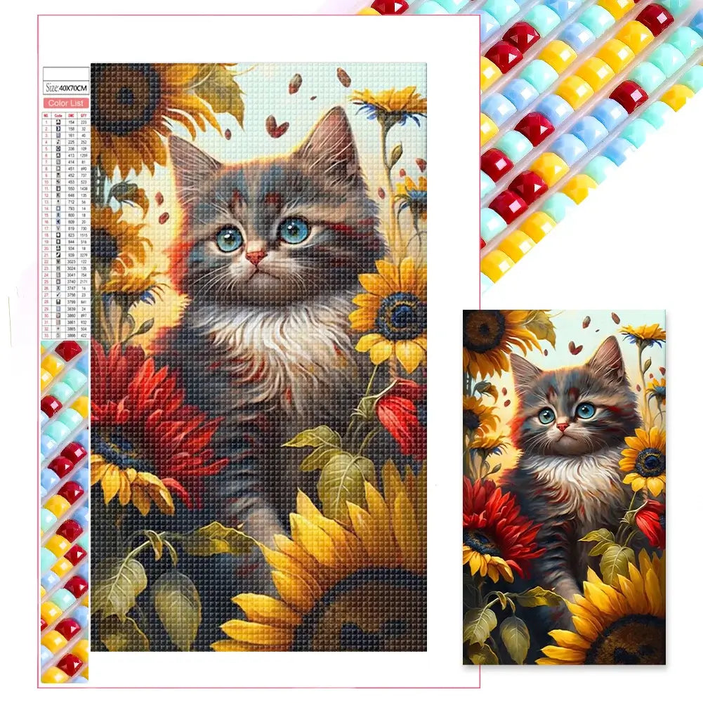 Big Size Diamond Painting - Full Square Drill - Sunflower Cat (40*70cm)