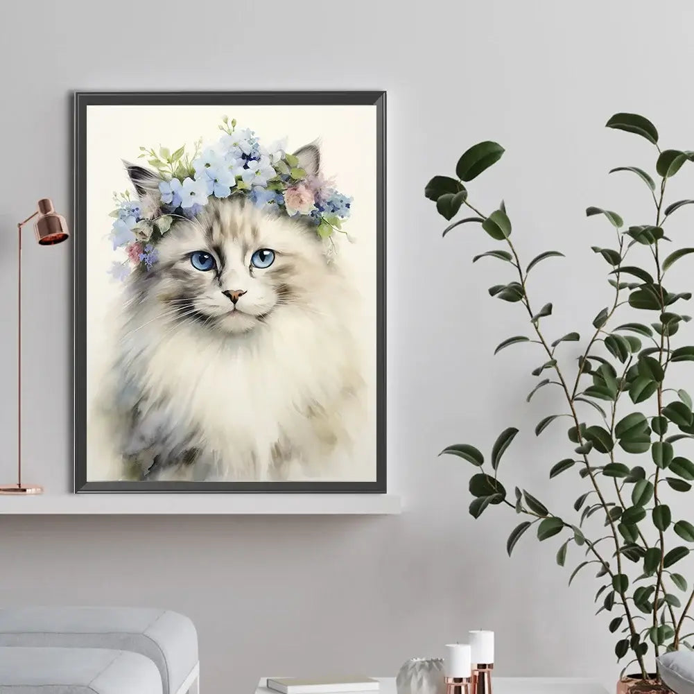 cat in garland diamond art kit