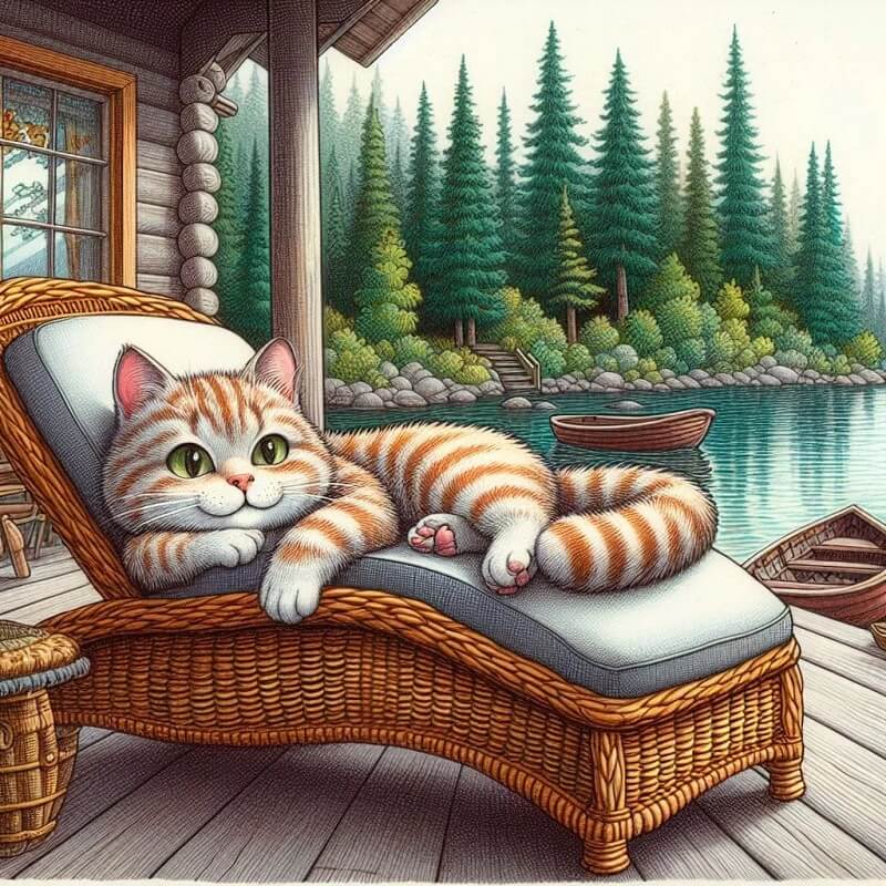 5D DIY Cat On Lounge Chair Diamond Painting
