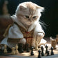 5D DIY Cartoon Diamond Painting Kit - Full Round / Square - Cat Play Chess