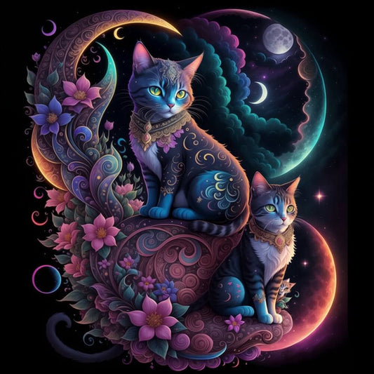 5D DIY Diamond Painting Kit - Full Round / Square - Space Cat B