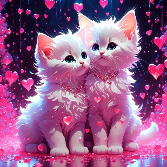 5D DIY Diamond Painting Kit - Full Round / Square - Cats & Hearts
