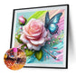 Diamond Painting - Full Round / Square - Pink Rose And Butterfly
