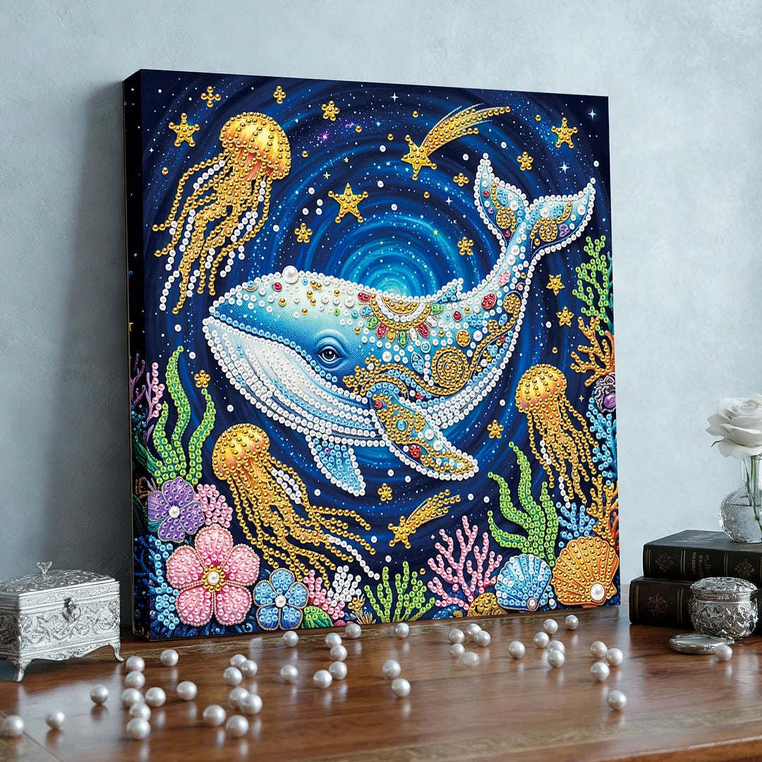 DIY Pearl Painting With Frame - Handmade Self-Adhesive Pearls - Shark (25*25cm)