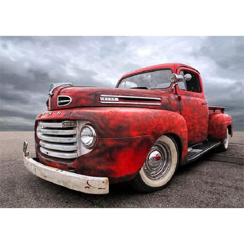 5D Diy Diamond Painting Kit Full Round Beads Red Car
