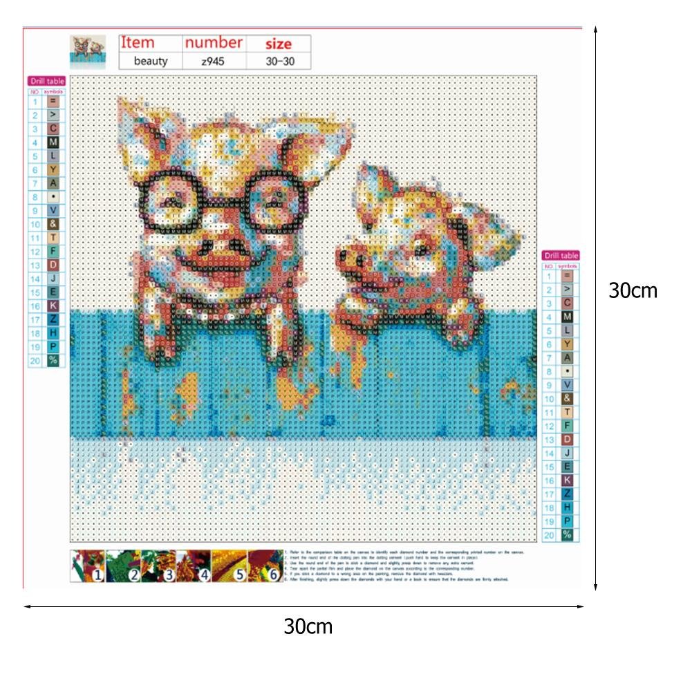 Diamond Painting - Full Round - Pigs