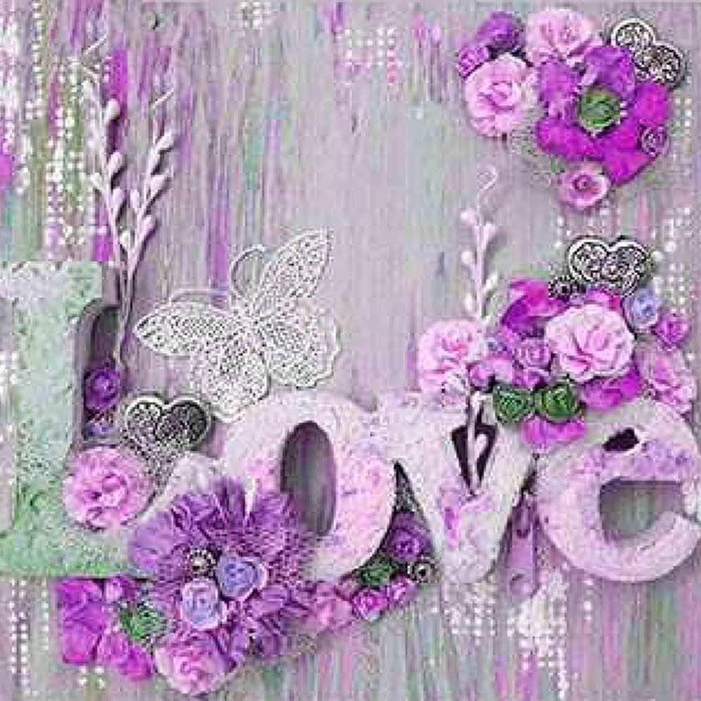5D Diy Diamond Painting Kit Full Round Beads Love Flower