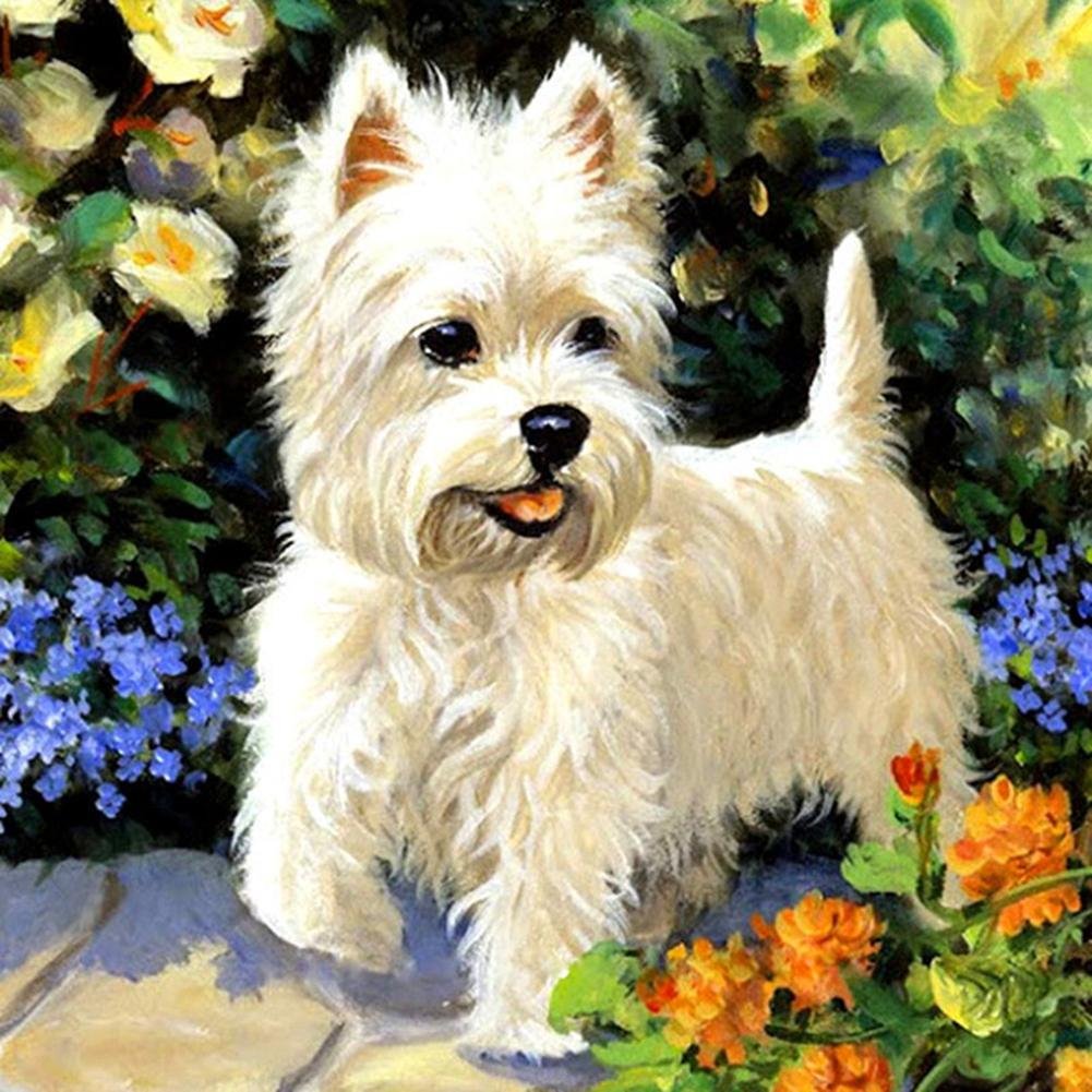 Diamond Painting - Full Round - White Dog