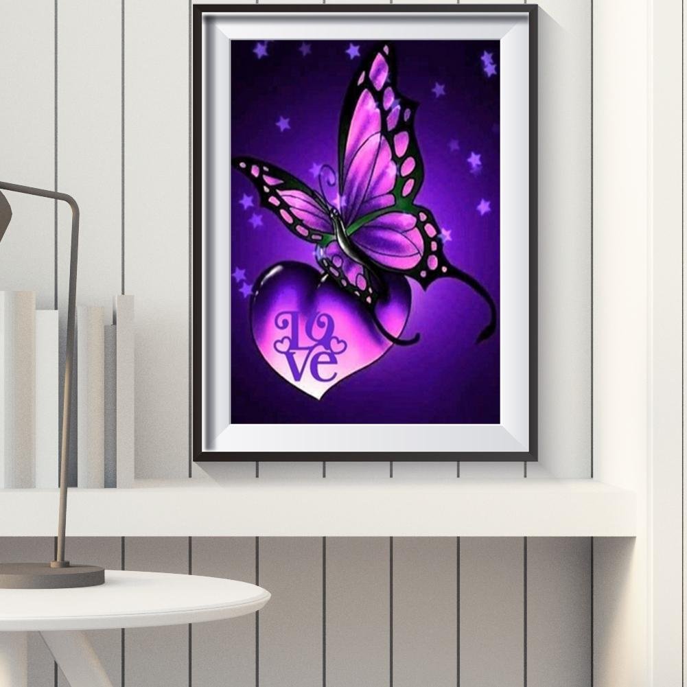 Diamond Painting - Full Round - Purple  Butterfly A